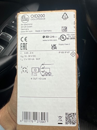 IFM OID200 Photoelectric Distance Sensor 10-30VDC, 100mA, 0.03-2m, IP65/IP67