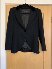 Escada - Black 100% Wool Jacket With Velvet Trim , Evening Tux Sz 36 -8 Nwot