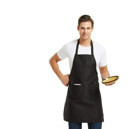 12 Pack Plain Bib Aprons with 2 Pockets for Kitchen Cooking Restaurant BBQ - Picture 5 of 9