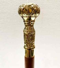 Vintage Walking Stick Solid Brass Victorian Handle Wooden Cane Beutifull Design