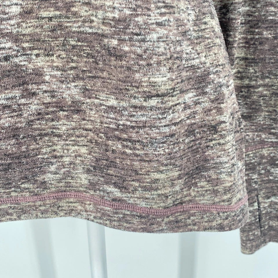 Pullover tejido Athleta No Sweatin' It Top talla pequeña marrón jaspeado dobladillo mordedura de tiburón Foto 3 de 4