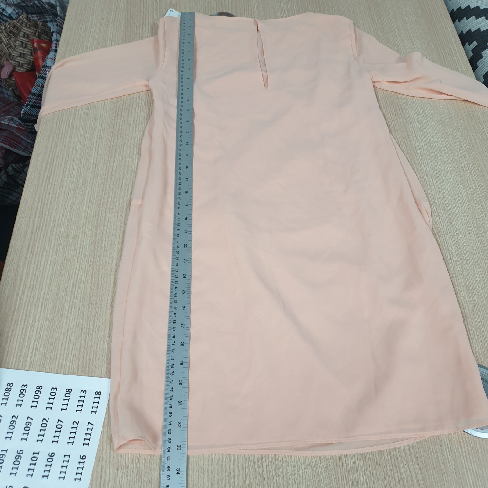 Zara Ruched Tunic Dress Women's XS Peach Knee Length Midi Casual Round Neck thumbnail 9