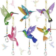 6 Pcs 5D Rhinestone Diamond Painting Art Kits Wind Chimes Suncatchers for Adults