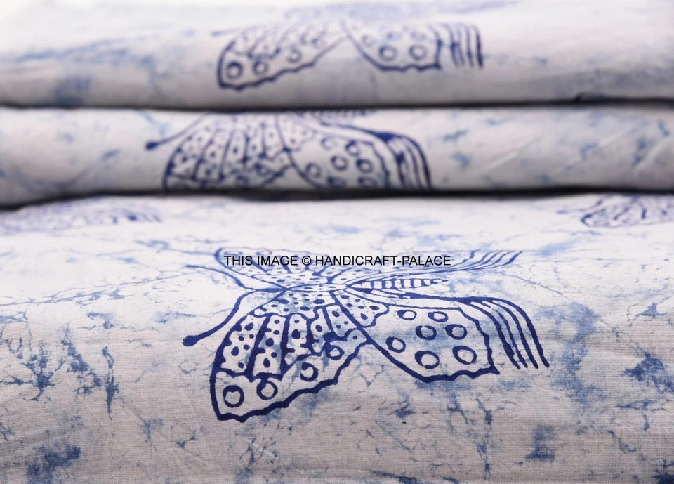 Indian Butterfly Print Cotton Fabric Sewing Dress Apparel Craft Boho By 2.5 Yard - Image 2 of 3