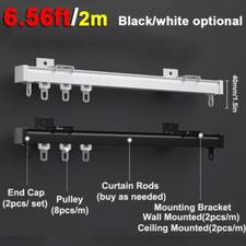 Heavy Duty Steel Curtain Hanging Track System w/ Pulleys  mounting hardware