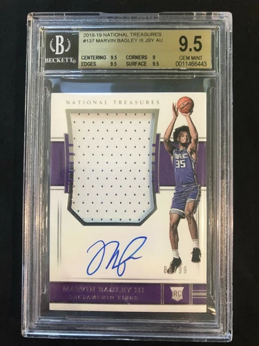 2018-19 National Treasures MARVIN BAGLEY RPA RC BGS 9.5 GEM MINT #137 Auto