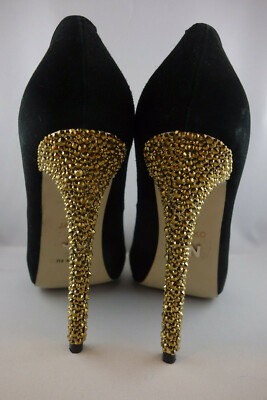 Pumps Plateau | High Heels JANIKO schwarz Absatz goldene Straßsteine Gr.35 - NEU