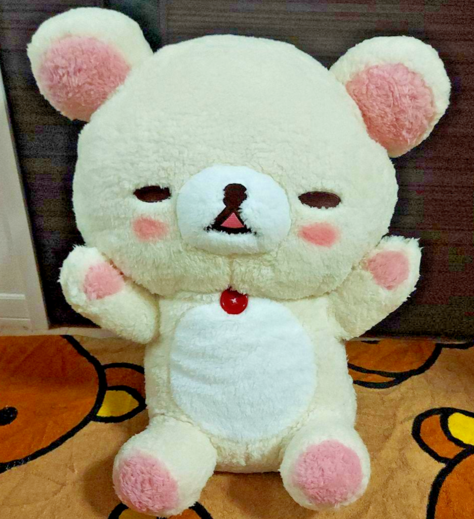 San-X Rilakkuma Korilakkuma Plush Fluffy Cheeks White Bear Close
