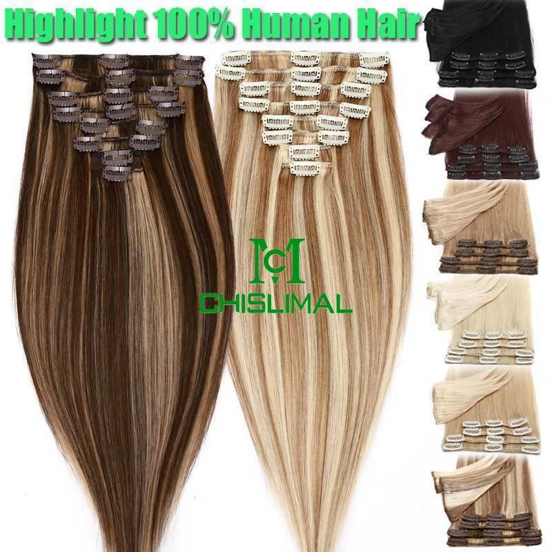 Echthaar Clip In Extensions dick 8 Tressen Set Tresse Remy Haar Haarverlängerung - Bild 4 von 4