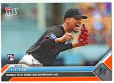 2023 Topps Now Youngest Double Digit K's 2005 Orange #733 Eury Perez Marlins /5