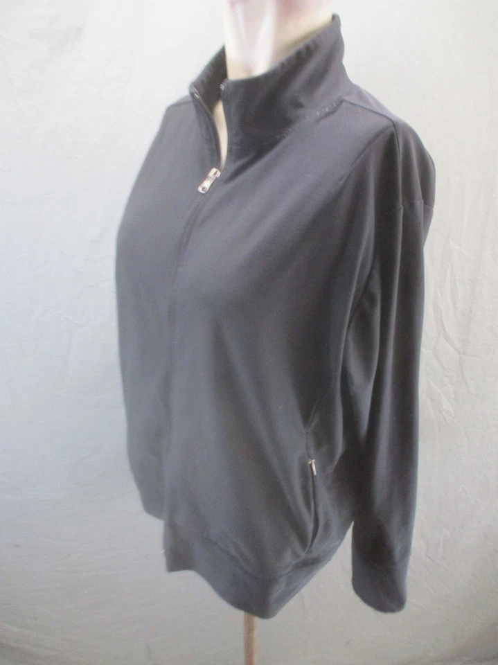 Chaqueta deportiva delgada para correr cuello alto bolsillo cremallera completa negra talla XL talla XL para mujer 507 Foto 3 de 4