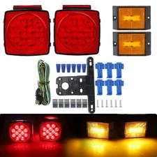 Rear Led Submersible Trailer Tail Lights Kit Boat Marker Truck Waterproof New US