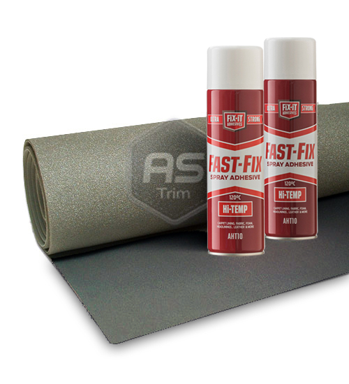 3m x 1.6m ExtraWide Headlining Woven Dark Grey FoamBacked + 2 HiTemp