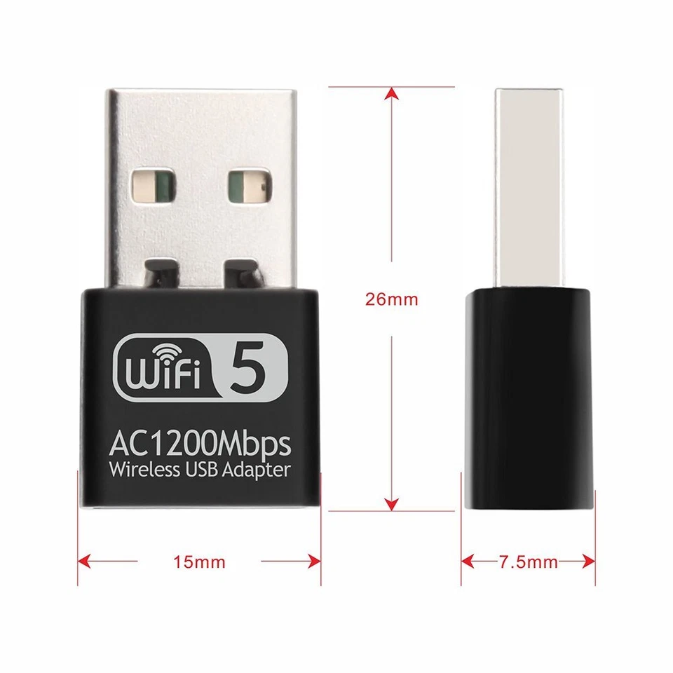 USB WiFi Wireless AC1200 Mbps Adapter Dongle USB 3.0 Network Card for PC Laptop - Image 3 of 4