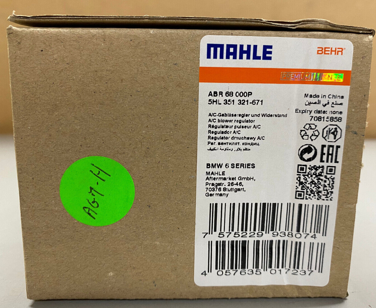 Mahle A/C Blower Regulator - #ABR68000P / 5HL351321671 - Fits BMW 