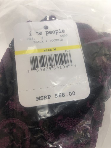 Free People Too Cute Black Fuchsia Sexy Lace T Back Bodysuit M - Picture 4 of 4