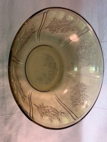 3 Vintage Amber Sharon 8.5 Inch  Depression Glass Large Berry Bowls Mint