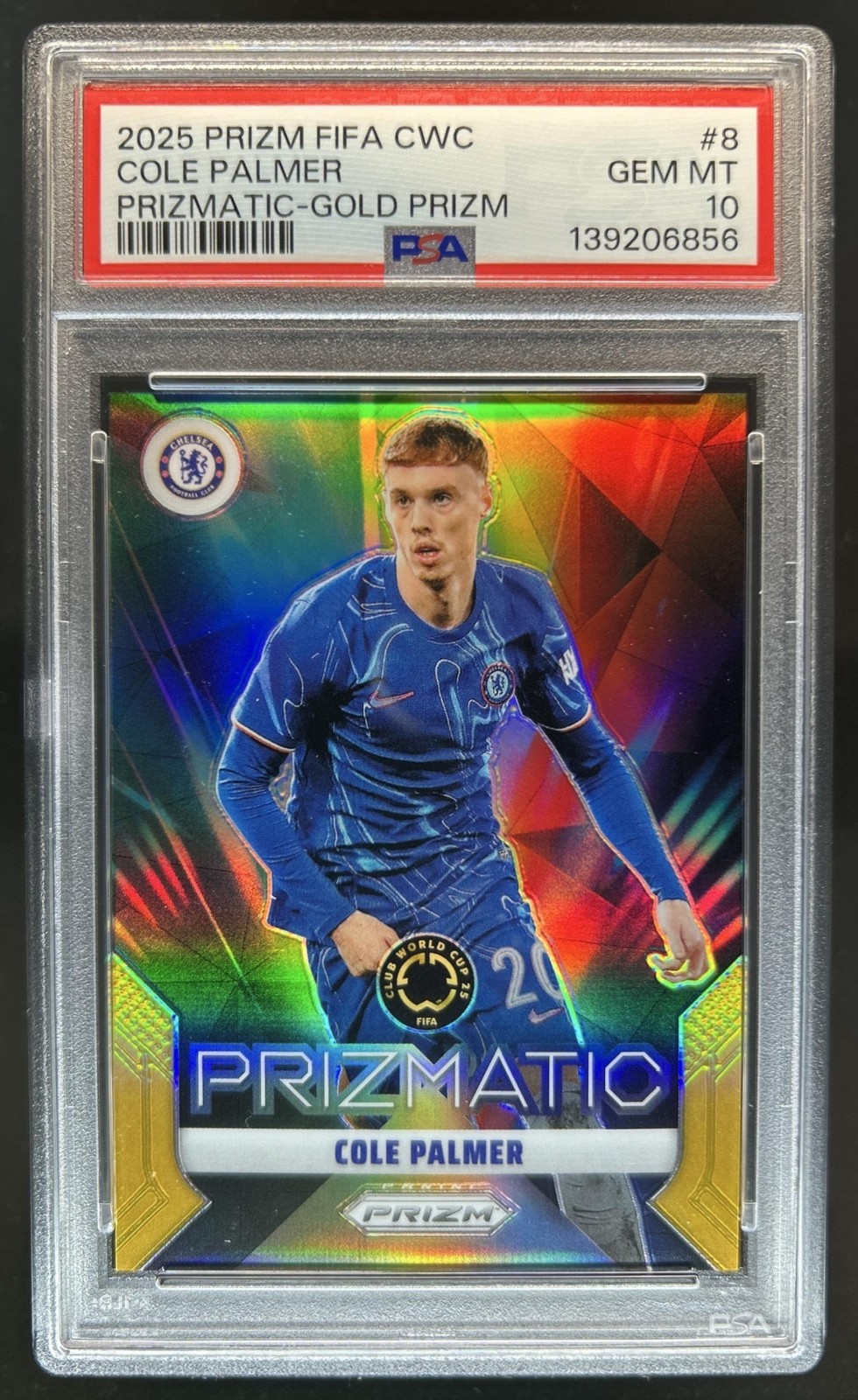 2025 Panini Prizm FIFA Club World Cup Cole Palmer Prizmatic Gold #/10 PSA 10 view 1