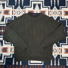 Vintage 90s Nautica Mens XL Chunky Ribbed Cable Knit Sweater Green