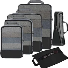 Compression packing cubes travel organizers half mesh set