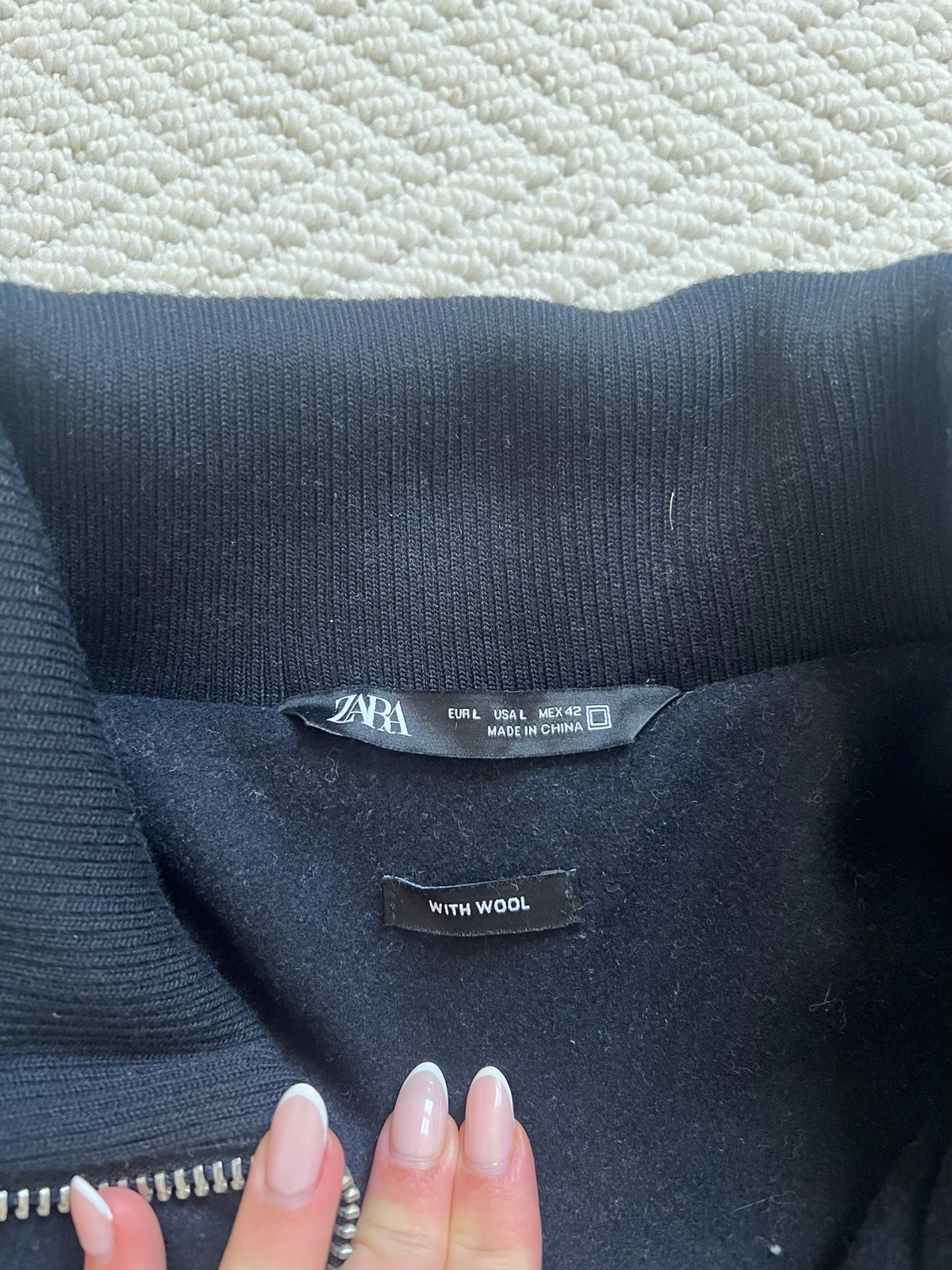 Zara LARGE collared navy blue wool blend jacket new without tags Men’s image 4
