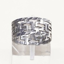 Sz 6.5, Vtg Sterling Silver Handmade Ring, 925 Silver Band W/ filigree swirl