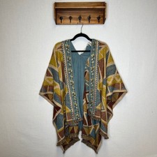 Soft Surroundings Geometric Embroidered Cardigan Shawl Poncho One Size