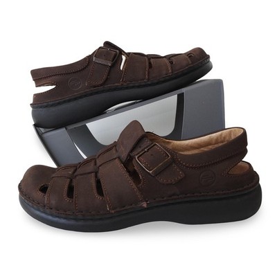Footprints by Birkenstock Madeira Fisherman Nubuck Sandals Women's 6 Dark Brown