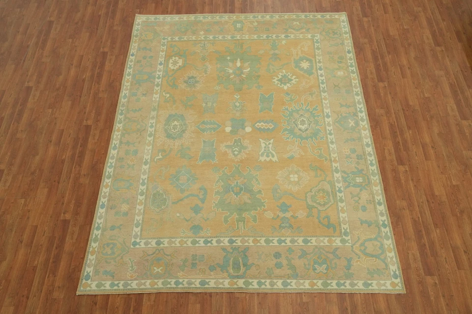 Oushak Turkish Area Rug 8x11Ft Handmade Transitional Vegetable Dye Carpet - Image 2 of 4