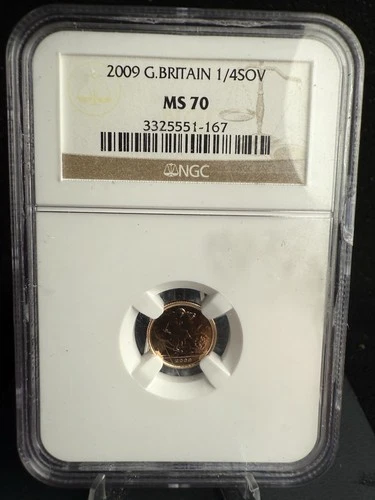 2009 Great Britain Gold Coin 1/450V Graded By NGC Ms70 Top Pop  - .059 AGW