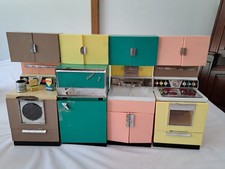 Vintage Barbie Kitchen set up - Appliances / Table  Chairs / Food