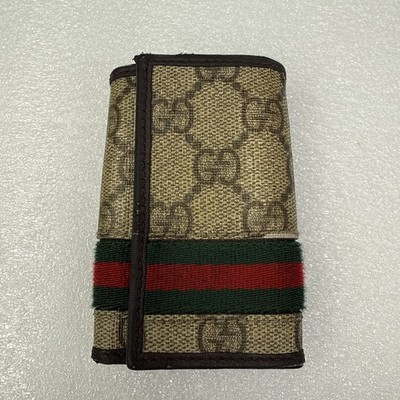 Auth Gucci Key Chain Sherry Key Case GG Brown Italy