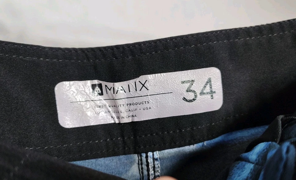 Matix Board Shorts Swimming Trunks Men's Size 34 Black & Blue  - Image 3 of 4