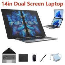 New 14in+14in Dual-Screen Touchscreen Laptop 32GB DDR RAM,1TB SSD 360° Foldable