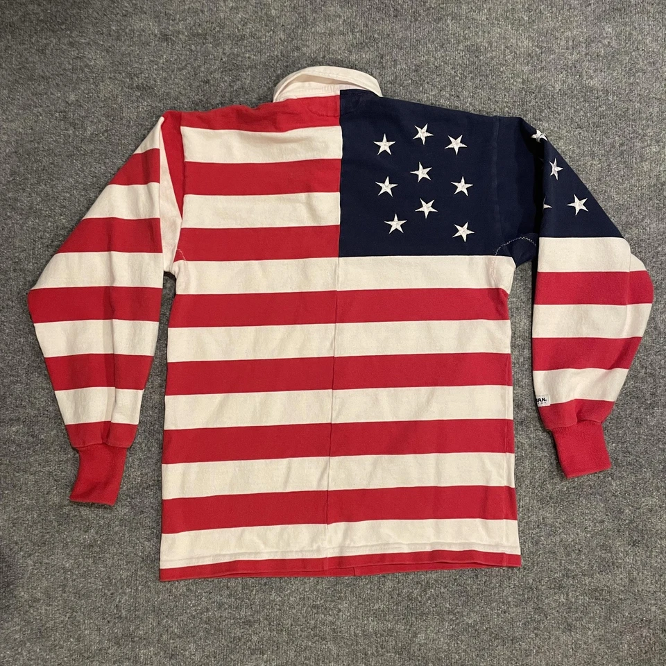 Camisa de Rugby Bárbaro Para Hombres M Bandera Americana Estrellas Rayas Manga Larga Foto 2 de 4