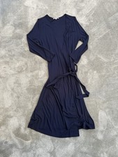 Gap Dress Small Dark Blue 3/4 Sleeve Wrap V Neck Tie Waist Stretch Knit