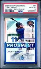 Rookie RC 2024 panini prospect edition PSA 10 AUTO PURPLE /149 COLE CARRIGG