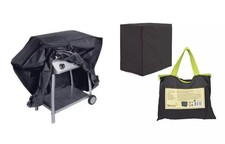 BBQ Cover Black Polyester Smoker Gas Charcoal Grill + Zipped Carry Bag Barbecue