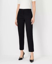 NWT Ann Taylor Black Signature Straight Cropped Cuffed Pants Trousers Sz 4