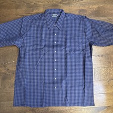 New Jaguar Shirt Men's 3XL Navy Blue Plaid Long Sleeve Button Down Made in USA
