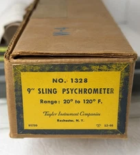 Taylor Instrument Co Model #1328 9" Tube Sling Psychrometer Humidity Instruments