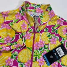 IBKUL Top Women S UPF 50+ Sun Protective Floral Lemon Print Quarter Zip Pullover