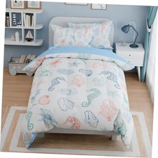 Kids Bedding Set for Girls Boys, Ultra Soft Microfiber Comforter Twin Seashell