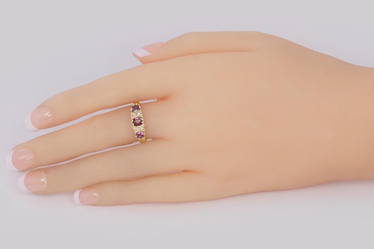 Victorian Ruby Diamond Ring 18ct Gold Antique Rub… - image 7