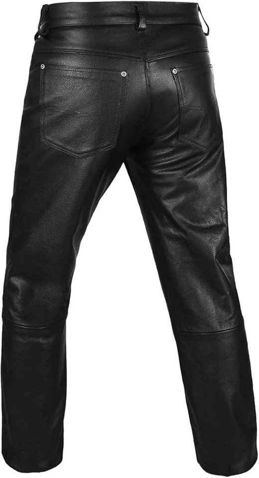 ARD CHAMPS™ Men’s Genuine Cowhide Leather Pants – Thick Black Biker Jeans Style - Image 4 of 4