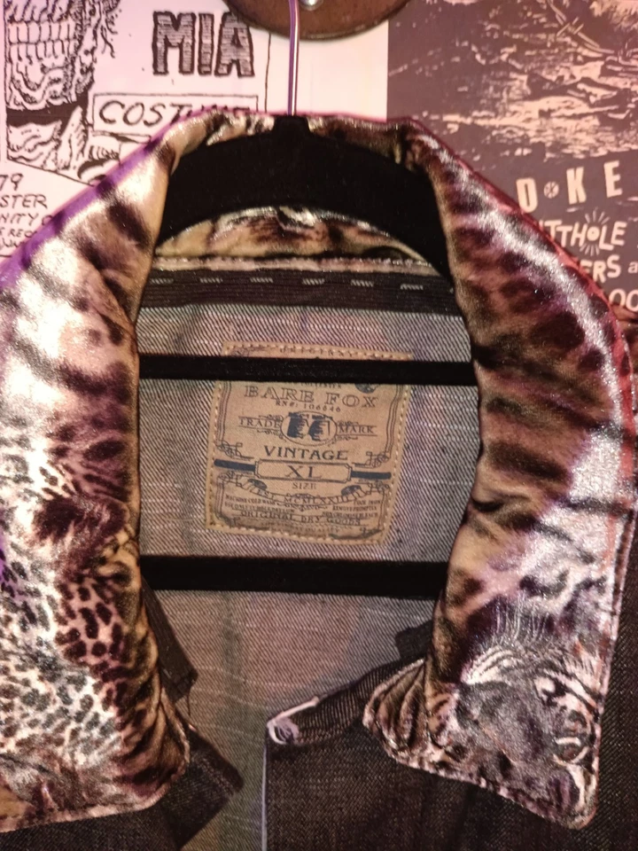 Chaleco con tachuelas de piel de mezclilla Bare Fox Vintage XL Foto 2 de 4