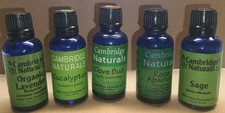 LOT of 5 Used 30 ml 100 Pure Essential Oils - Sage Eucalyptus Clove Bud Rose