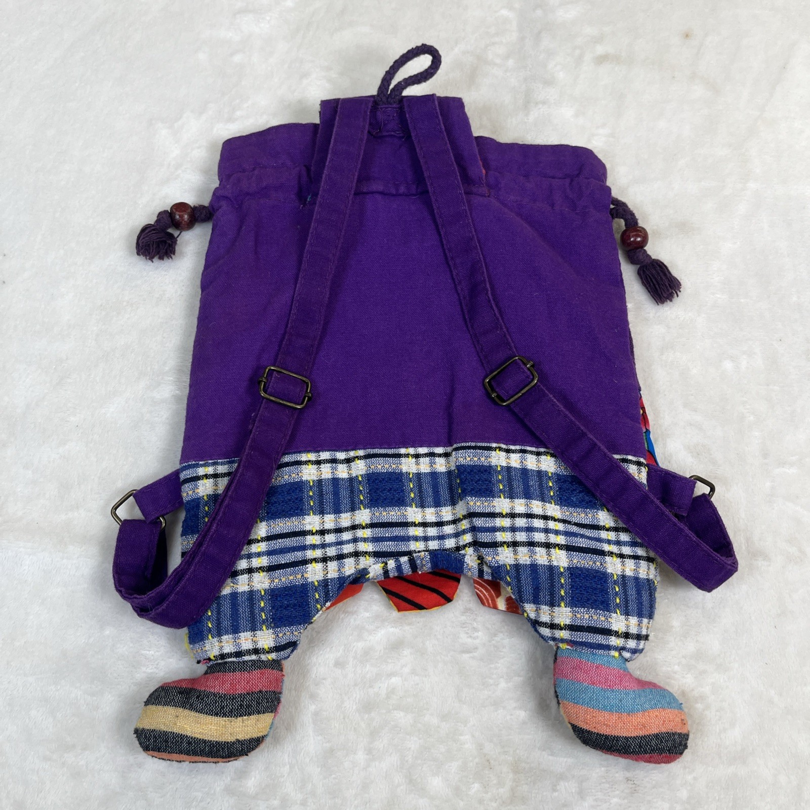 Handmade Patchwork Colorful Cat Drawstring Backpa… - image 2