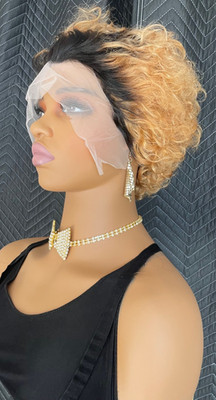 6 Inch Ombre' Honey Blonde 13x4 Lace Front Human Hair Spring Curl Wig