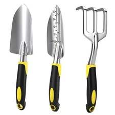 Garden Tool Set, 3 Pack Aluminum Heavy Gardening Kit Including Hand Yellow